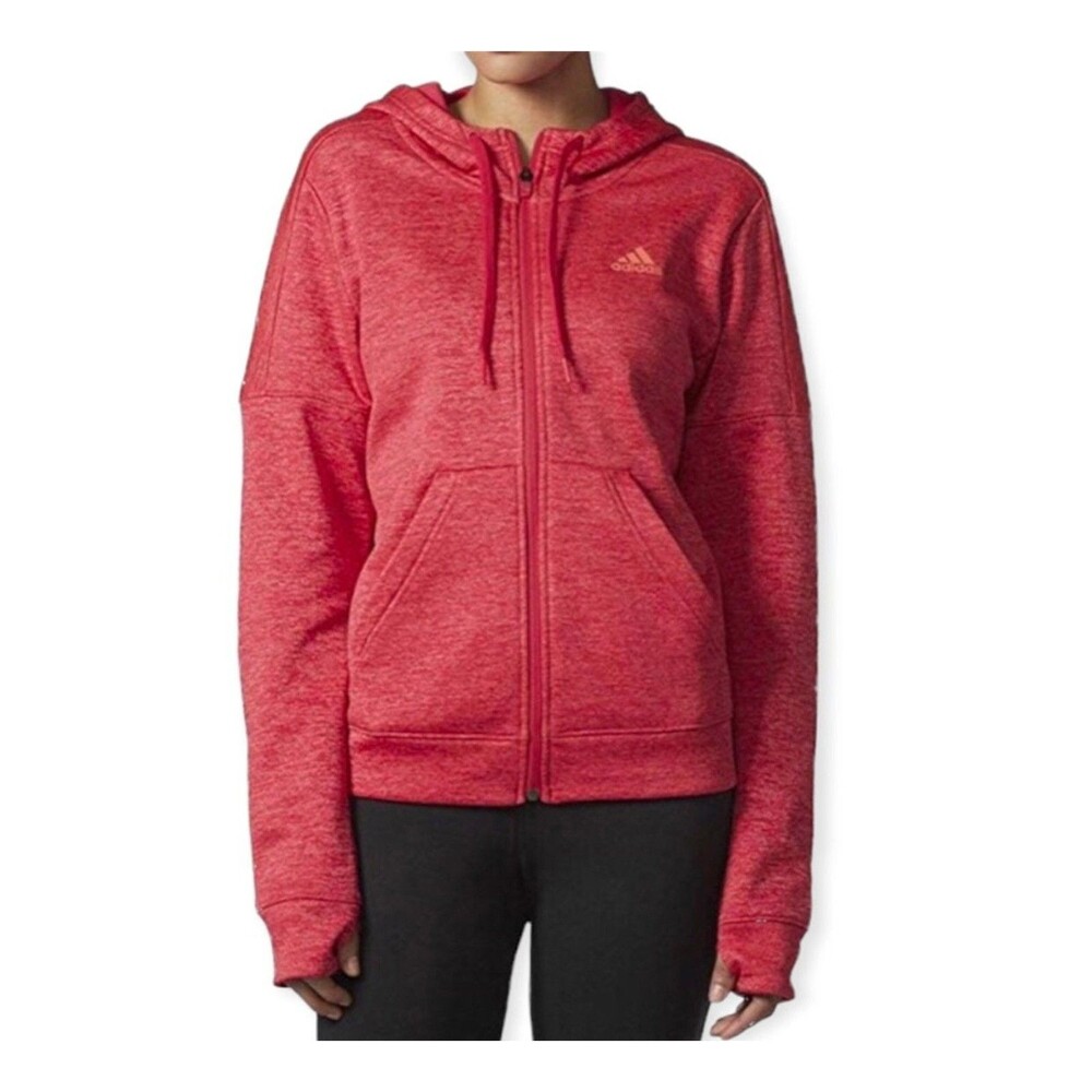 Adidas Climawarm Team Issue Energy Pink Melange Full Zip Hoodie Womens XL NWT